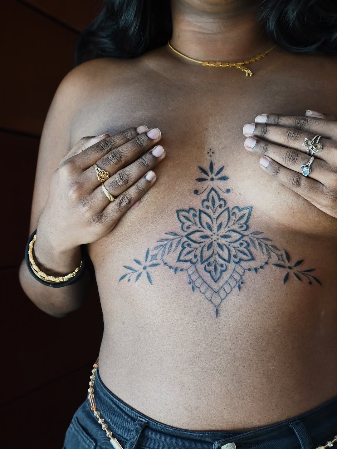 Detailed Geometric Under-Bust Mandala Art