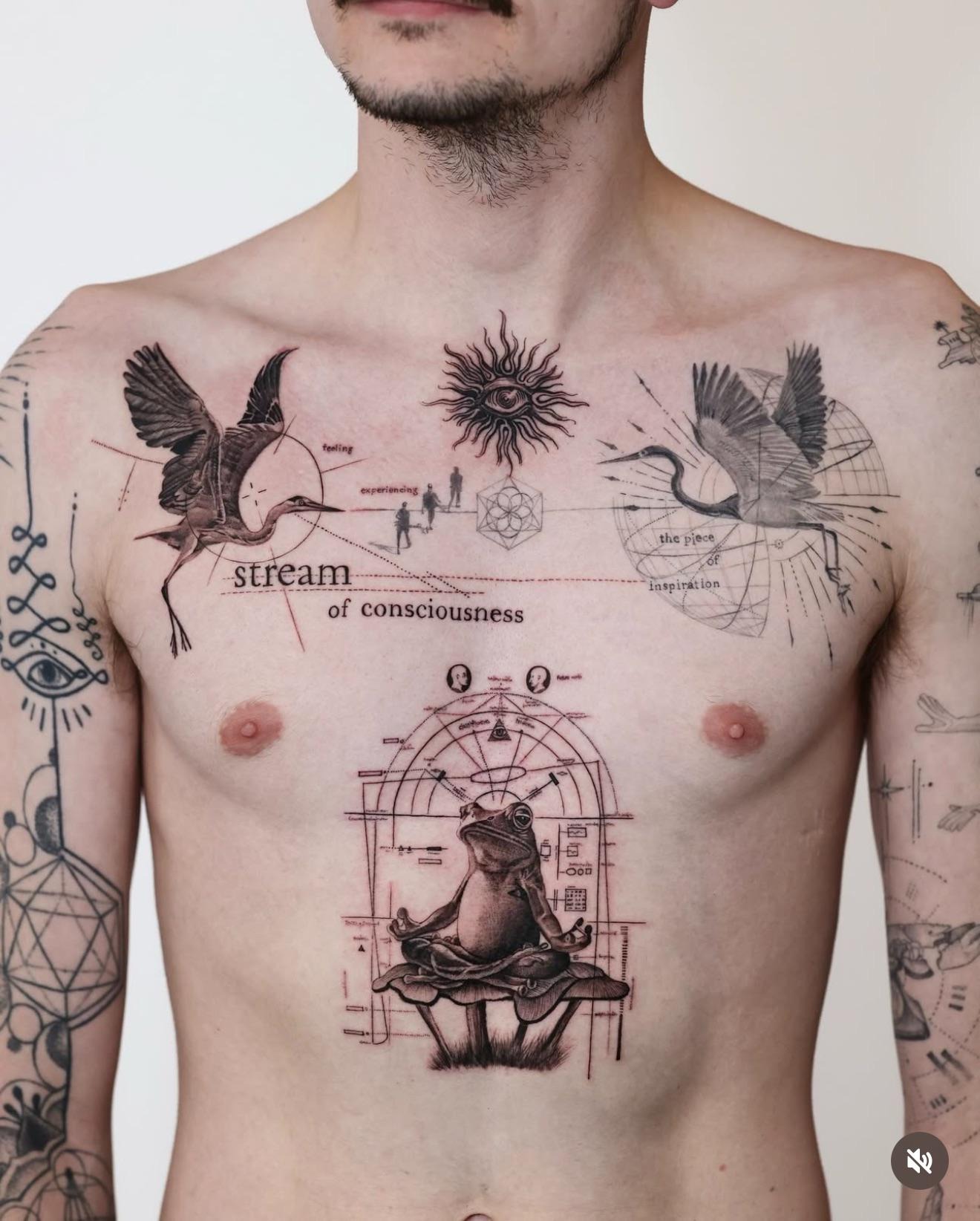 Intricate artistic chest piece