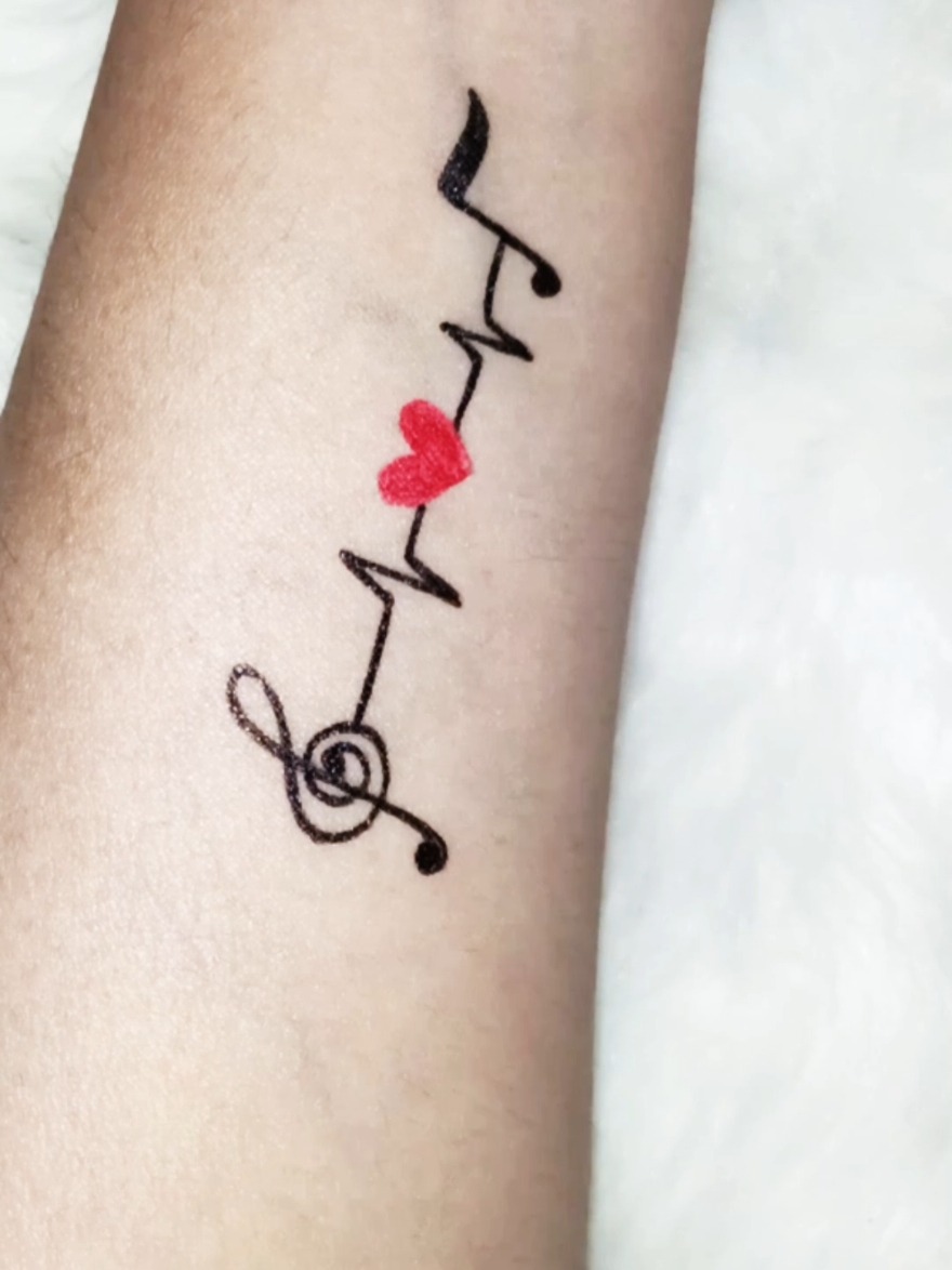 Minimalist Treble Clef EKG Tattoo