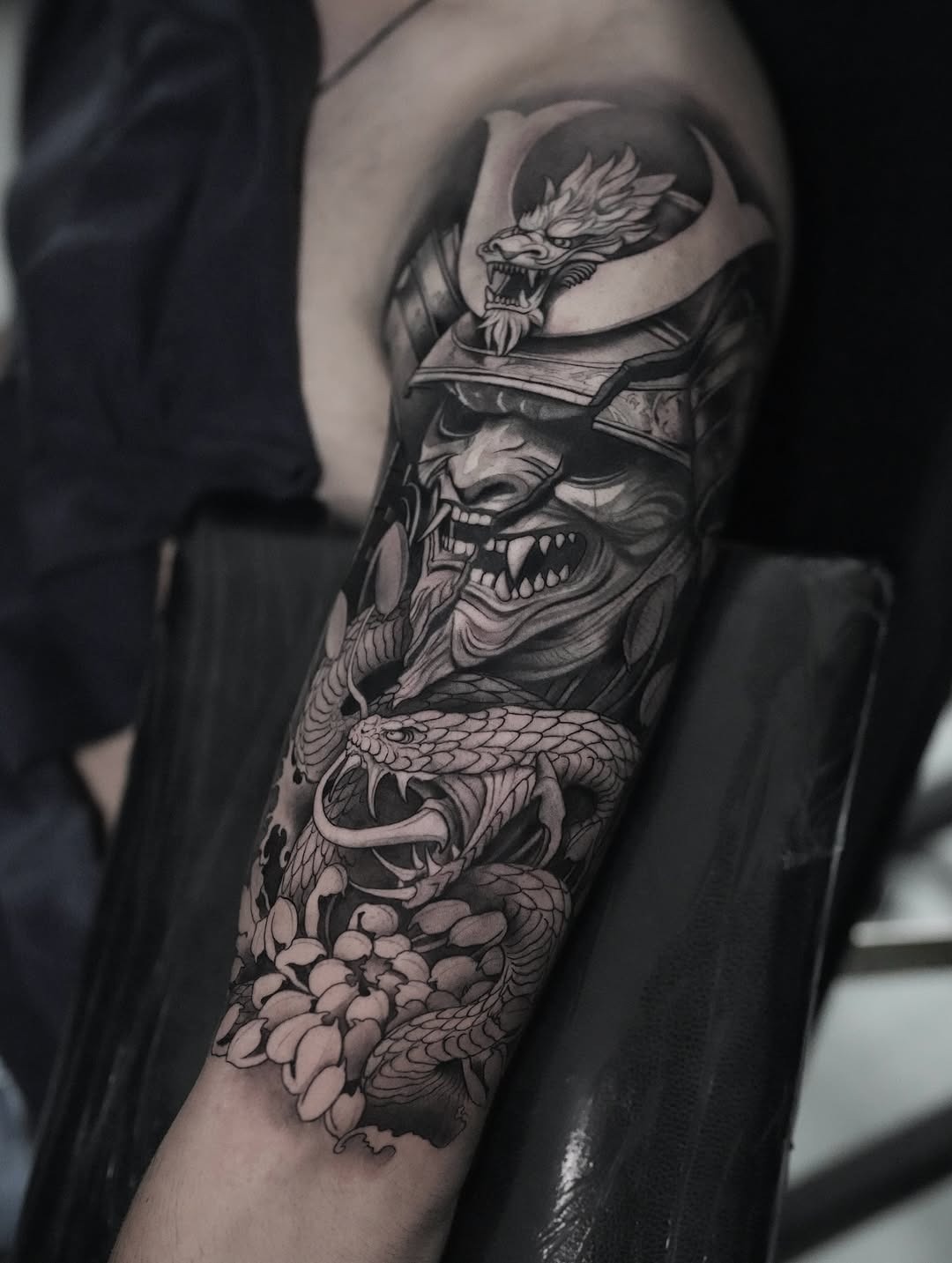 Detailed Samurai Mask Sleeve