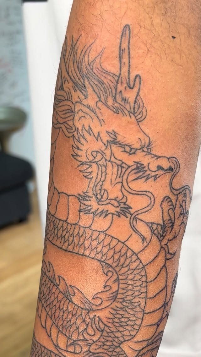 Classic Japanese Dragon Tattoo Outline
