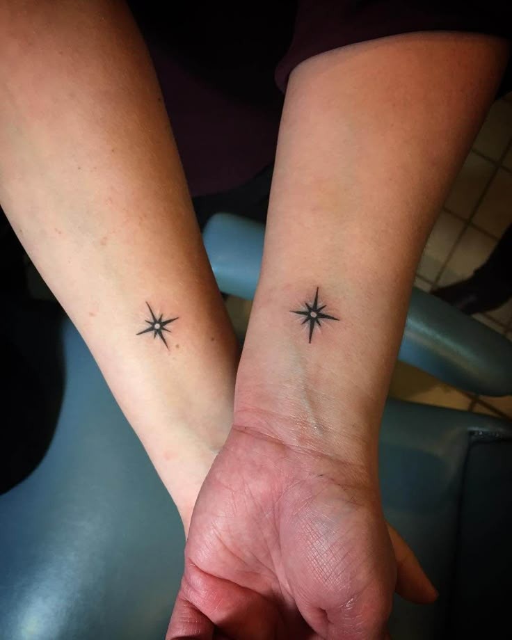 Matching Minimalist Wrist North Star Tattoos