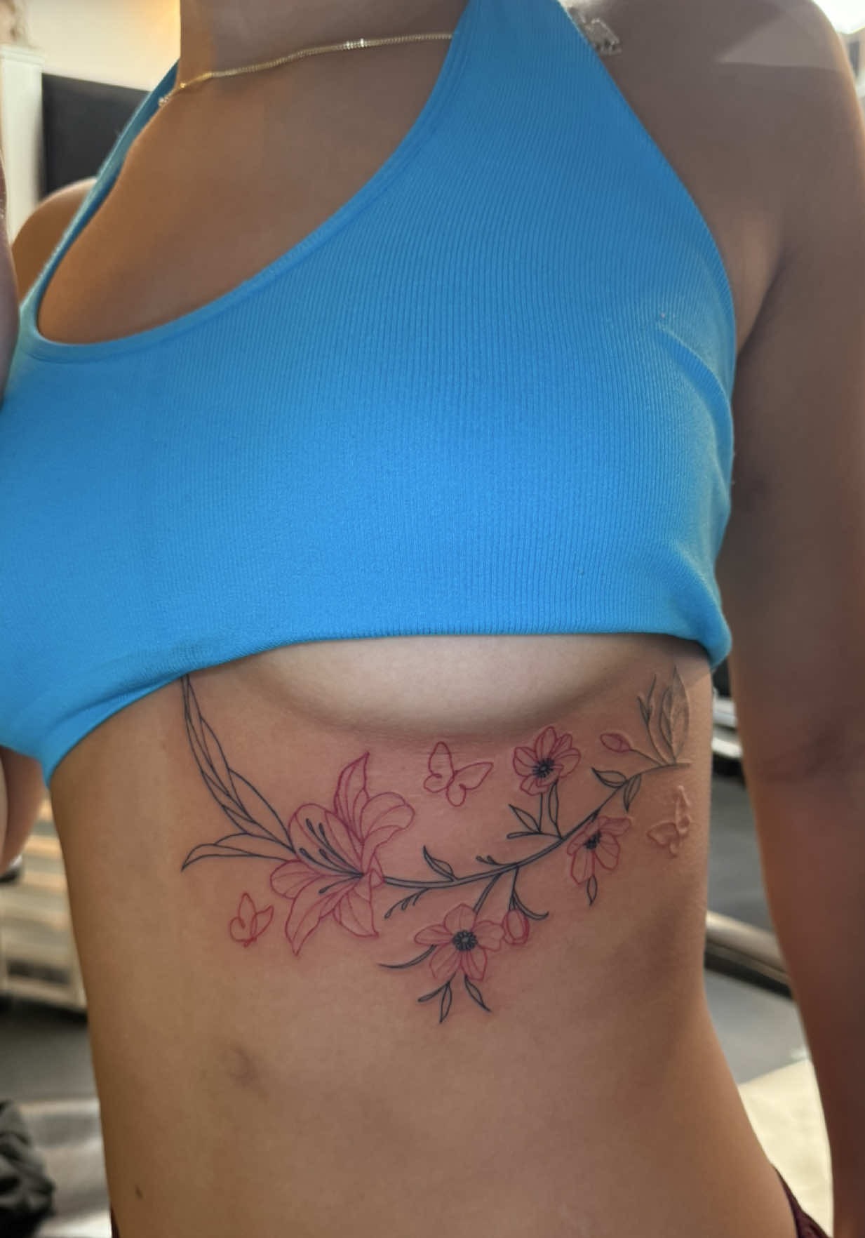 Delicate Floral Under-Breast Placement