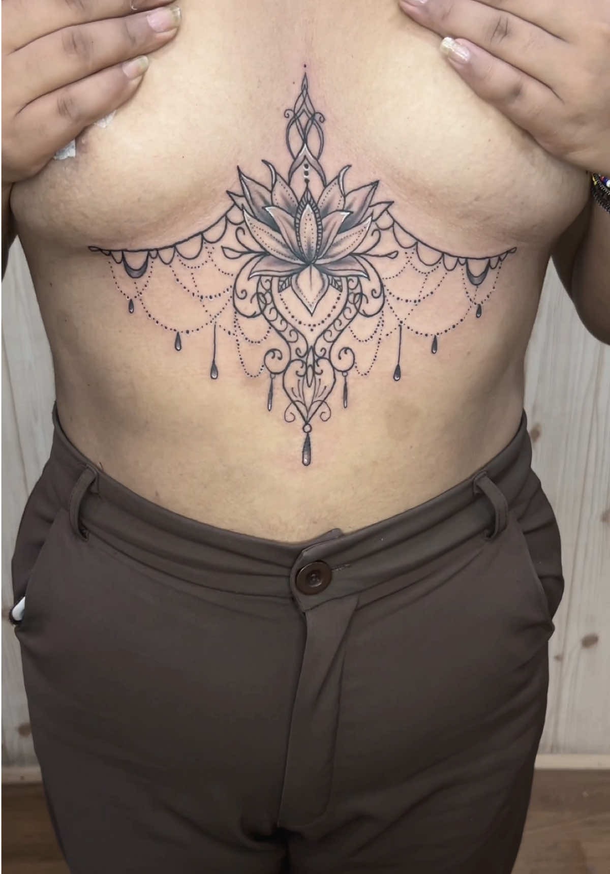 Ornate Decorative Sternum and Under-Chest Tattoo