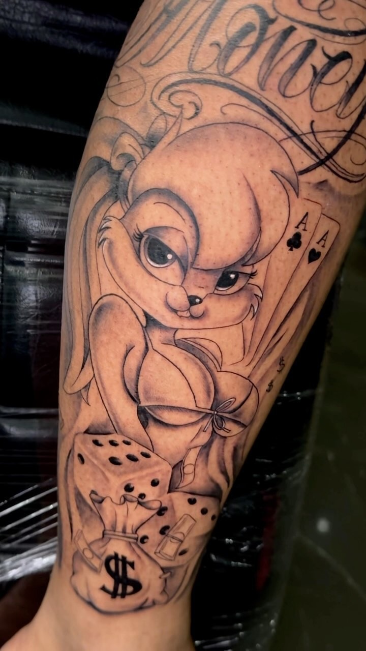 Fun Cartoon Animation Shin Tattoo