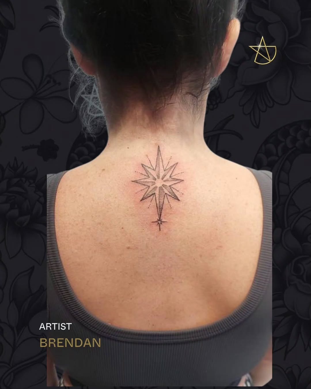 Minimalist nape North Star tattoo