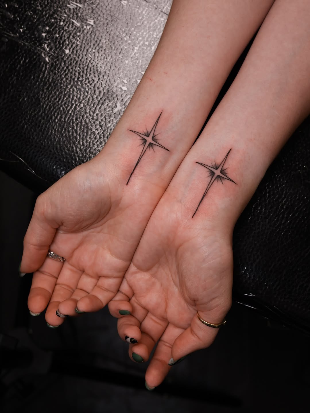 Matching Minimalist Wrist Tattoos