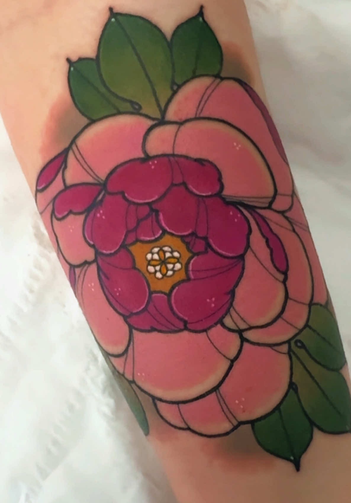 Vibrant Peony Flower Tattoo Art