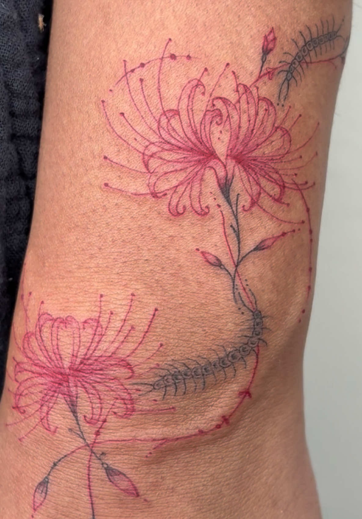 Delicate Red Spider Lily Tattoo