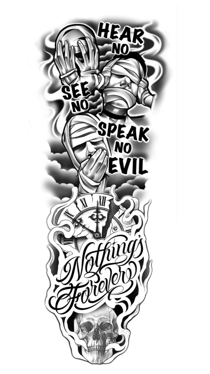 Hear No Evil Sleeve Stencil Design
