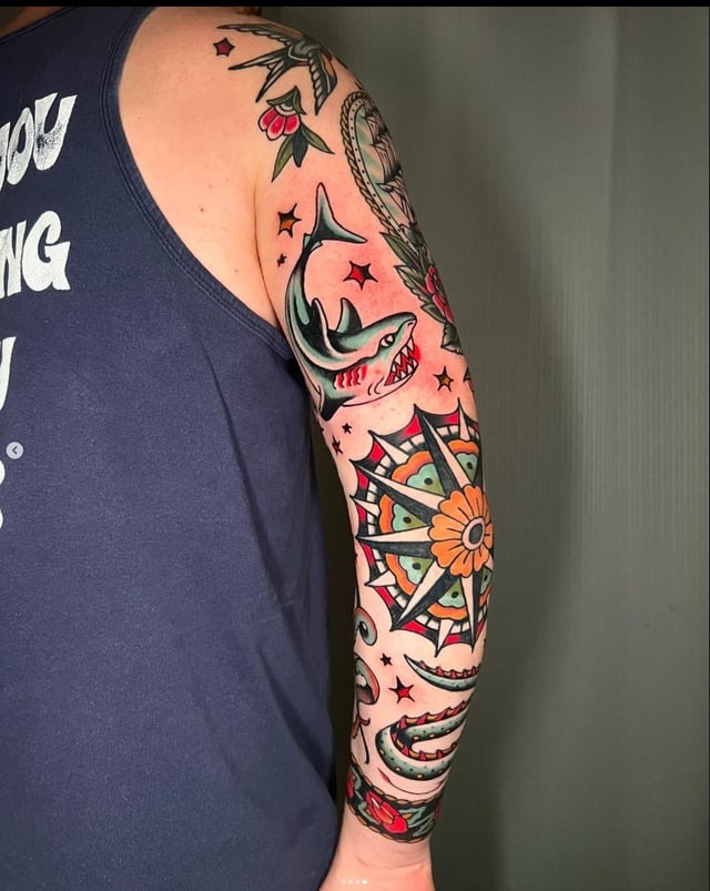 Traditional Nautical North Star Sleeve
