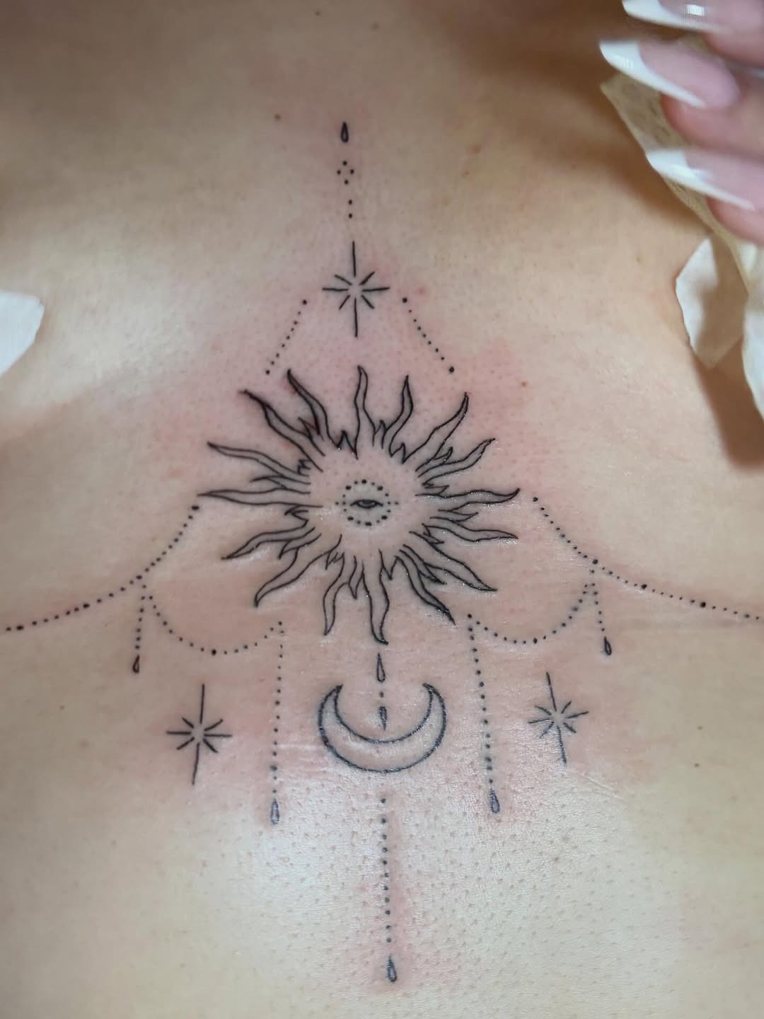 Celestial Sternum Tattoo Inspiration