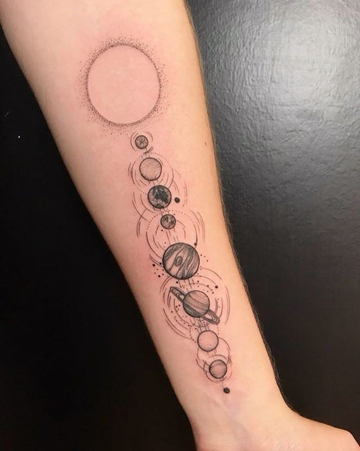 Dotwork style galaxy arm tattoo