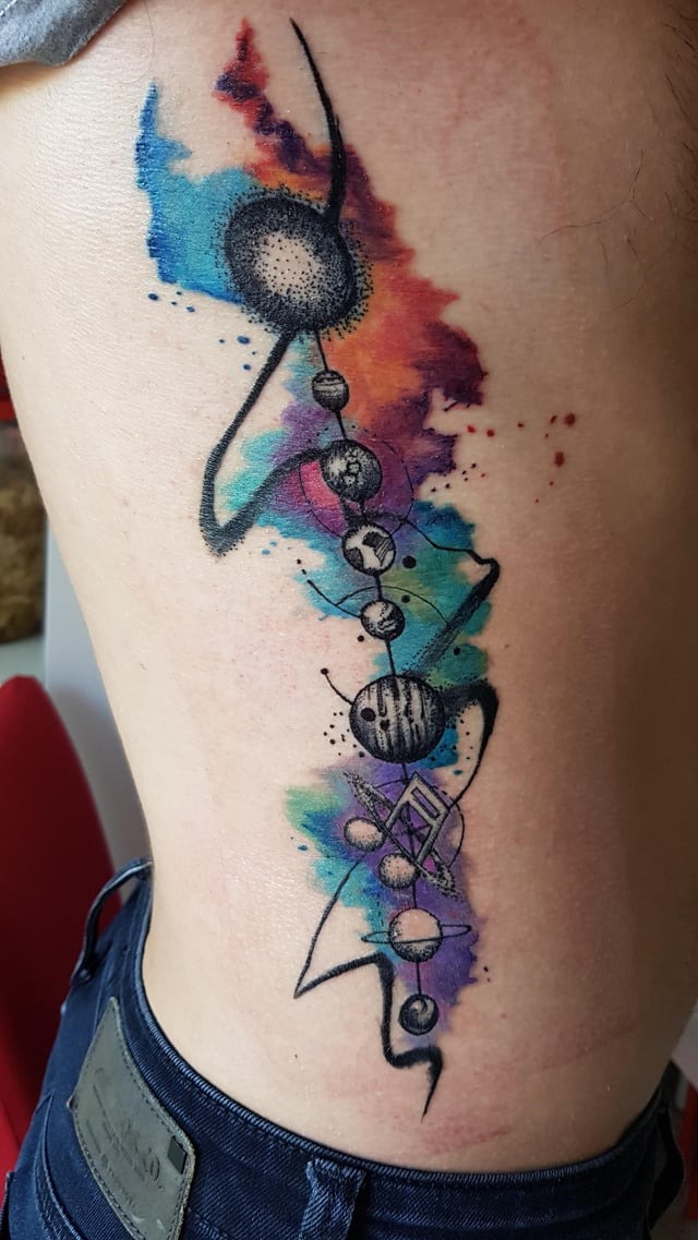 Vibrant Watercolor Solar System Art