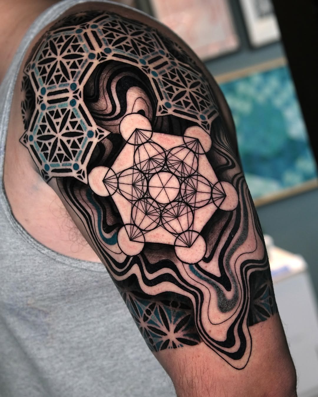Intricate Geometric Shoulder Tattoo