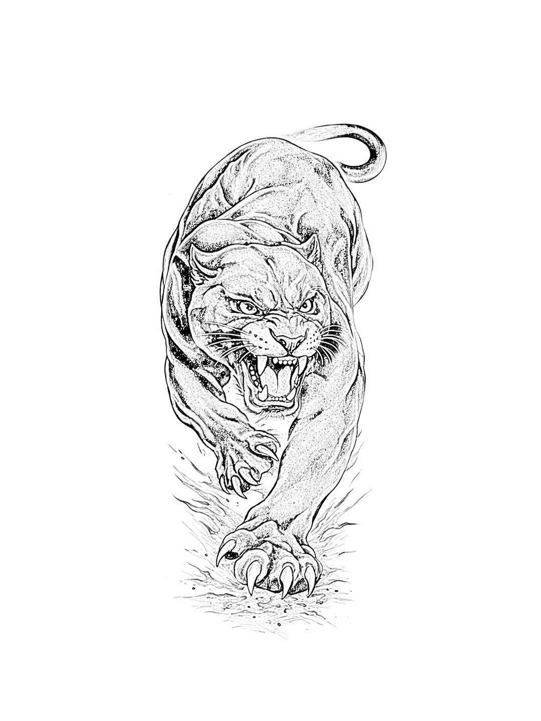 Fierce Panther Stencil Design
