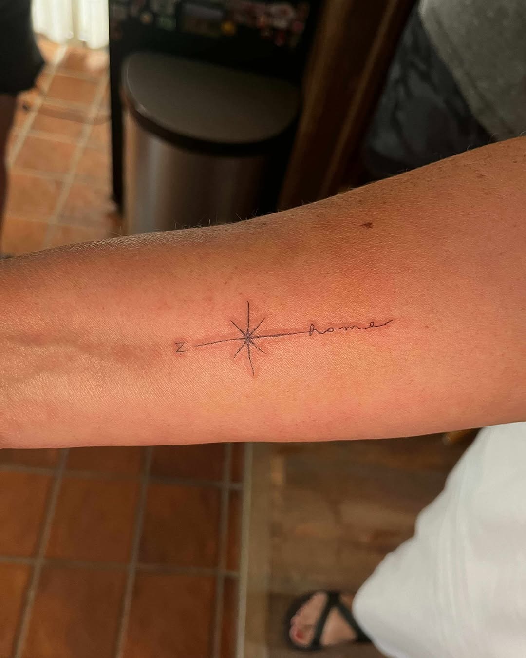 Minimalist North Star Forearm Tattoo