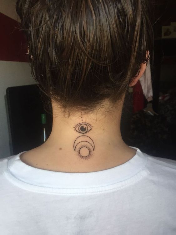 Minimalist Third Eye Neck Tattoo