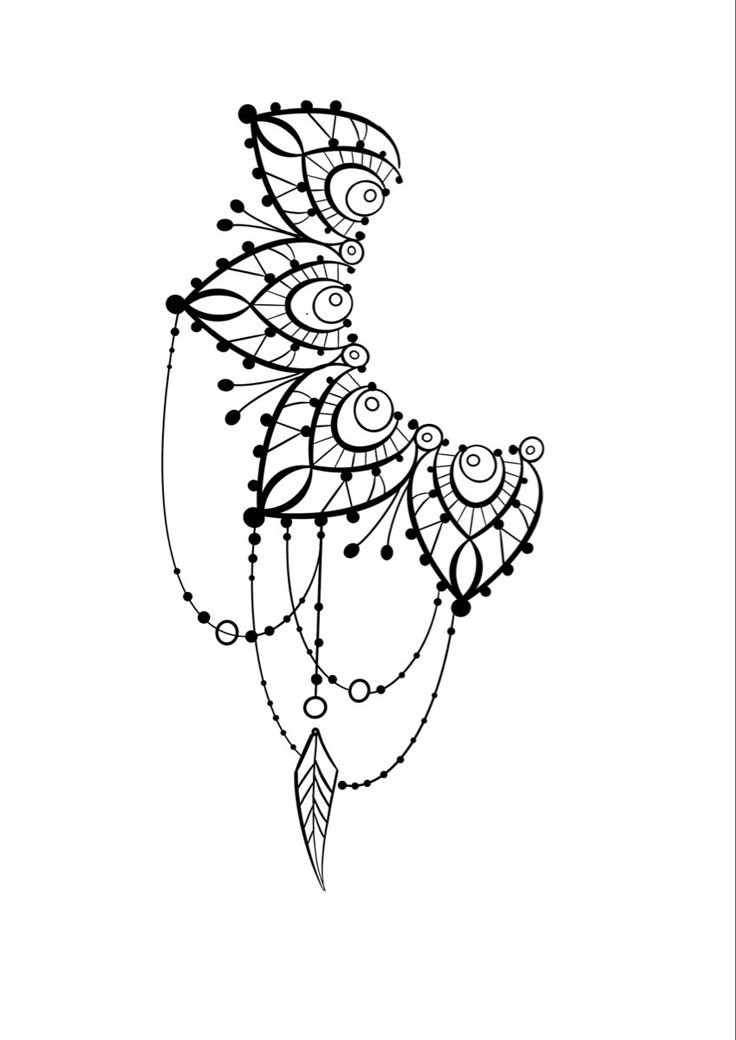 Delicate Half Mandala Tattoo Sketch