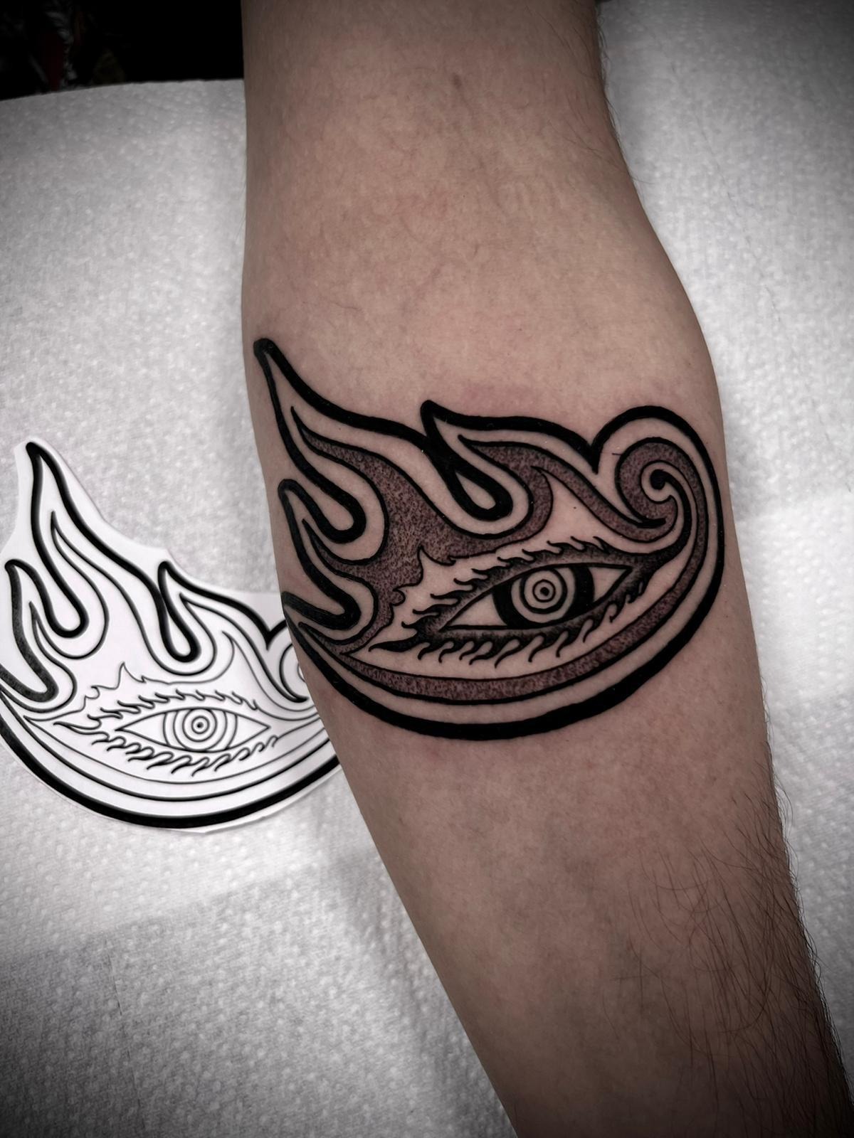 Stylized Flame Third Eye Tattoo