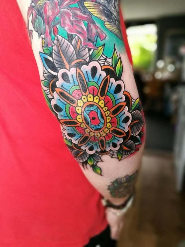 Vibrant Elbow Mandala Art
