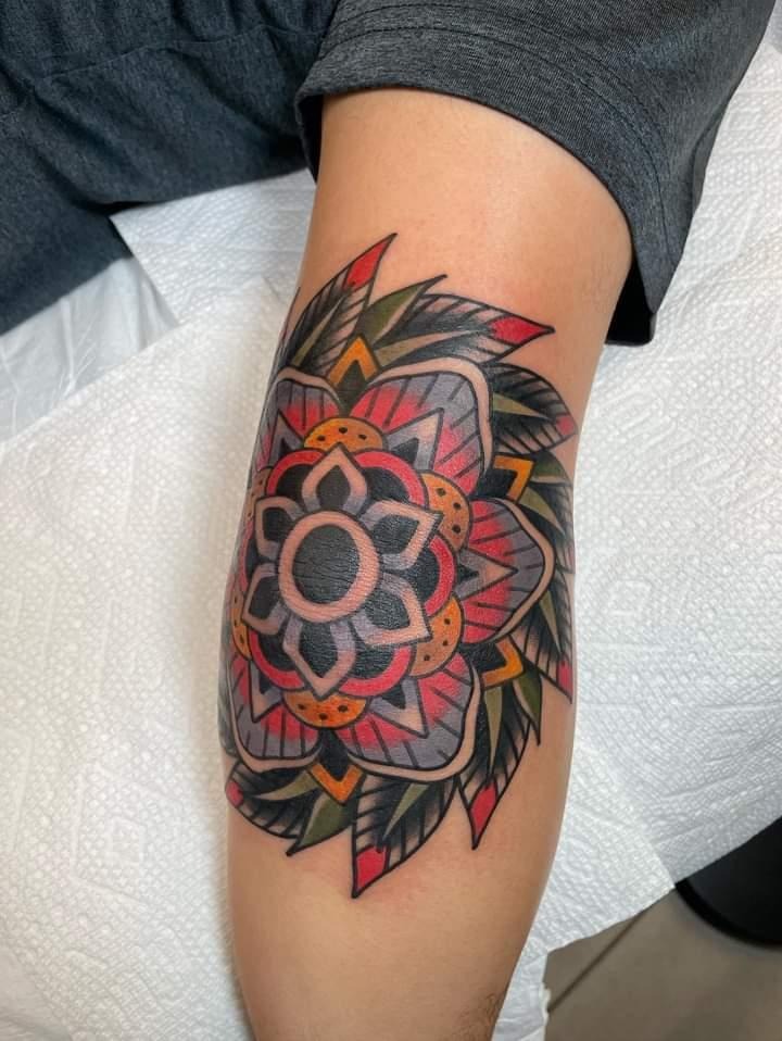Vibrant Neo-Traditional Half Mandala