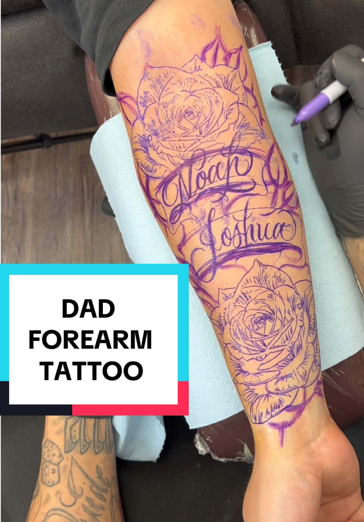 Rose and Script Forearm Stencil