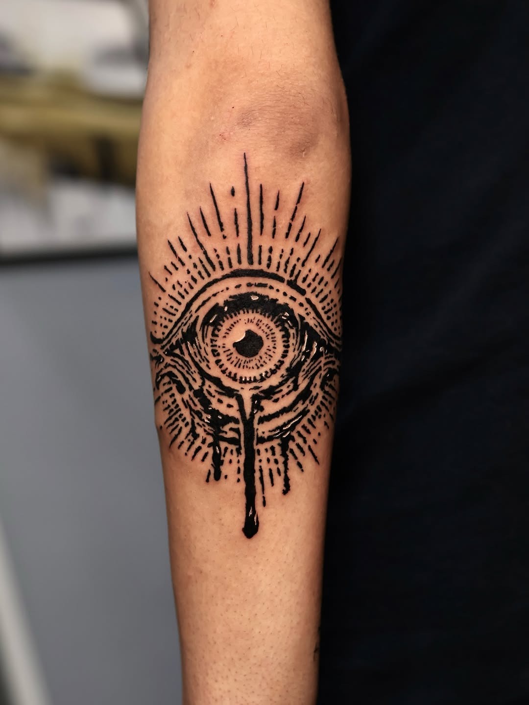 Bold Edgy Third Eye Forearm Tattoo
