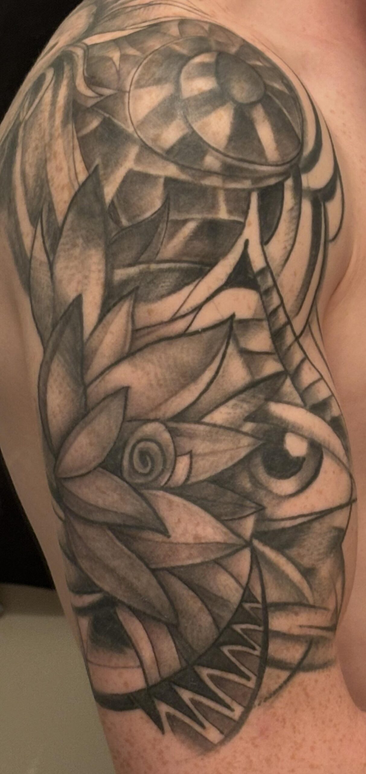 Geometric Abstract Shoulder Tattoo Stencil