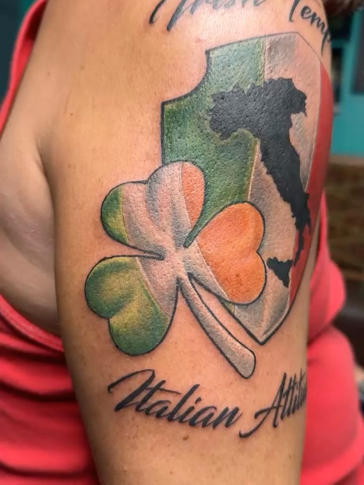 Italian pride flag and map tattoo