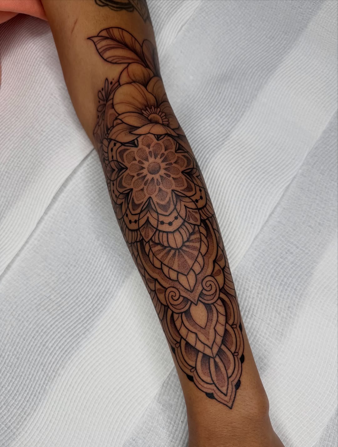 Elegant Floral Mandala Forearm Tattoo
