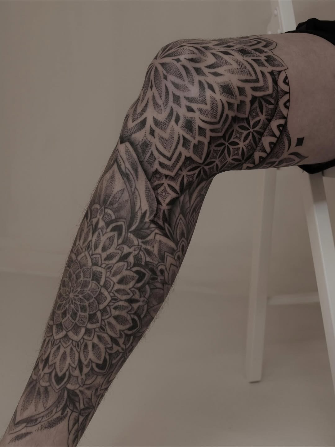 Stunning Dotwork Mandala Half Sleeve