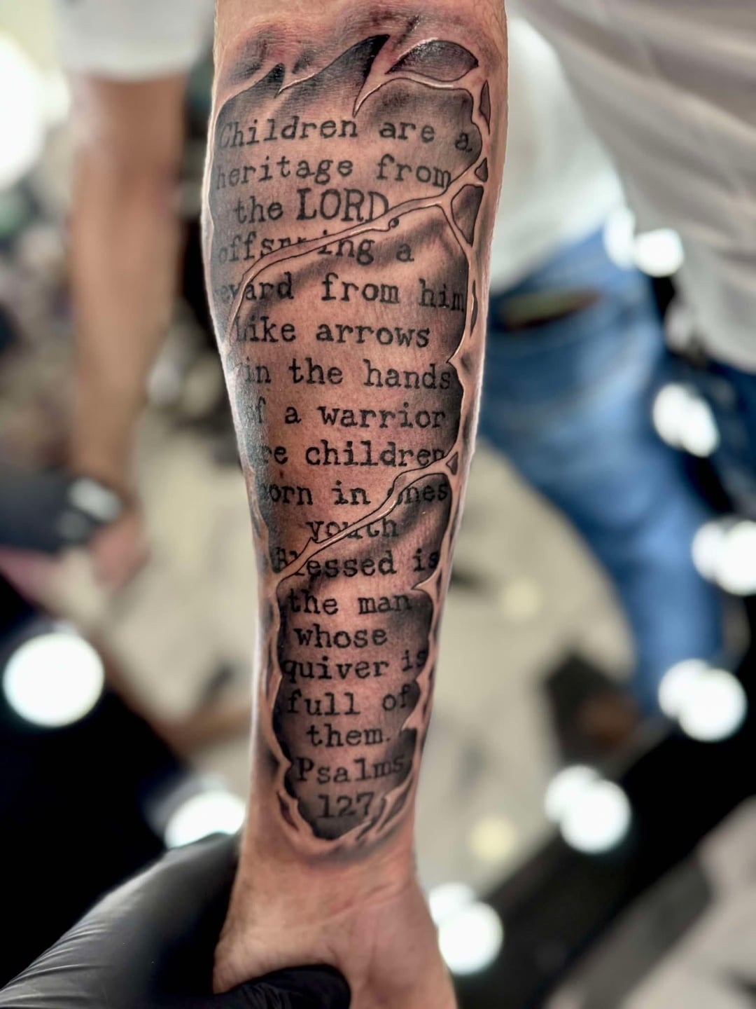 Religious Scripture Forearm Tattoo