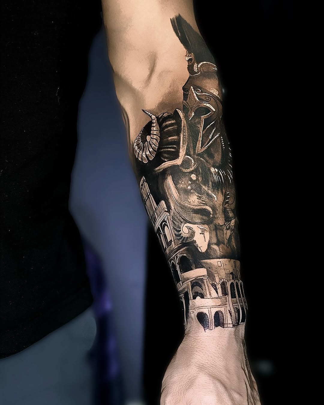 Detailed Roman Empire Sleeve Tattoo