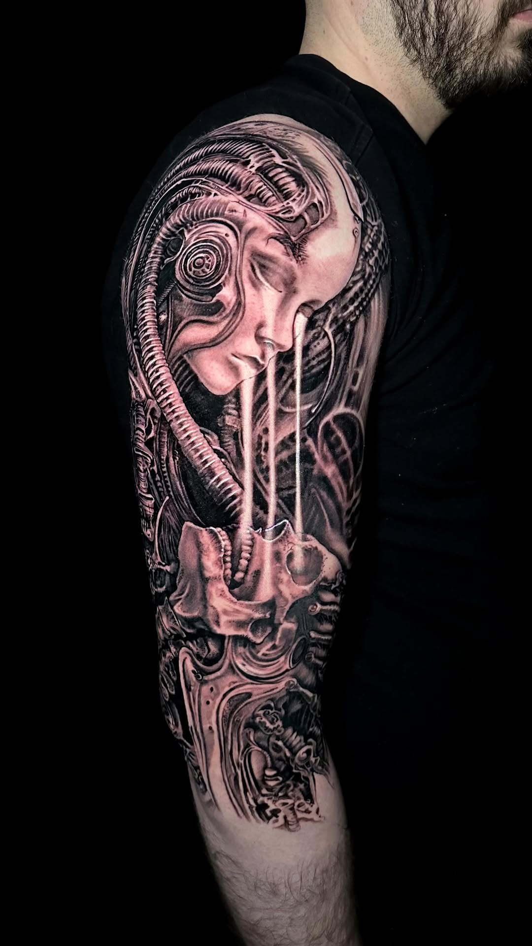 Intricate Biomechanical Male Sleeve Art