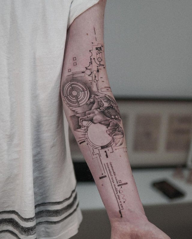 Geometric Fine-Line Forearm Piece