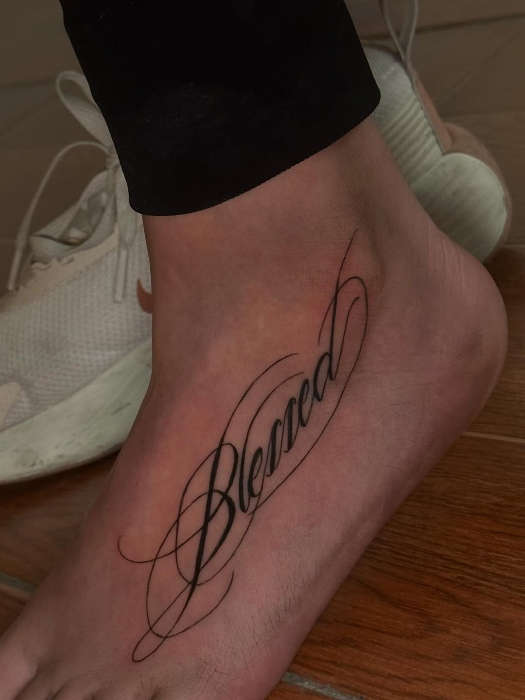 Elegant Blessed Script Tattoo
