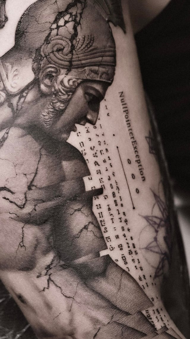 Roman Gladiator Statue Tattoo
