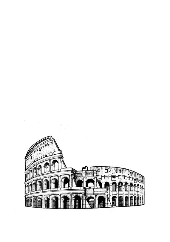 Detailed Colosseum Architectural Tattoo Design