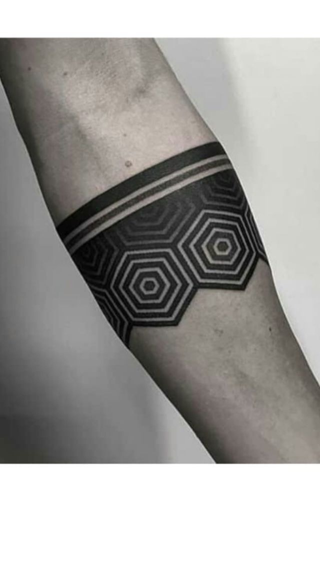 Sleek Geometric Honeycomb Band Tattoo