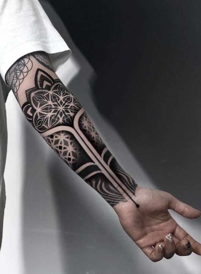 Intricate Geometric Forearm Sleeve Band