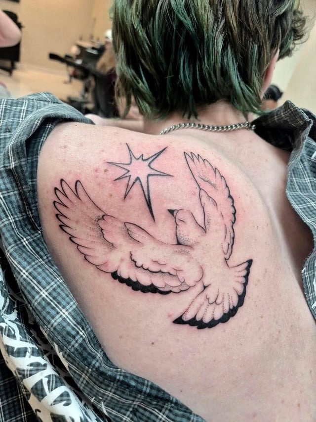 Elegant Dove Shoulder Tattoo