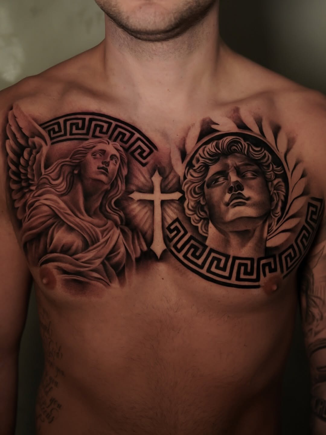 Classical Greek Style Chest Tattoos