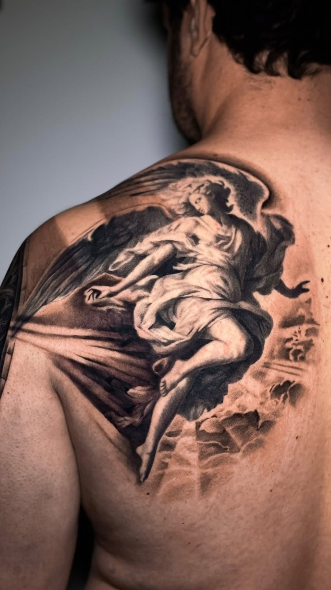 Intricate Angel Shoulder Tattoo