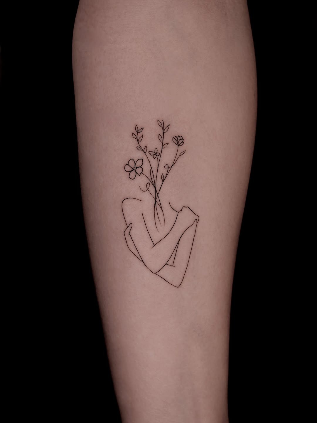 Abstract Self-Love Floral Tattoo