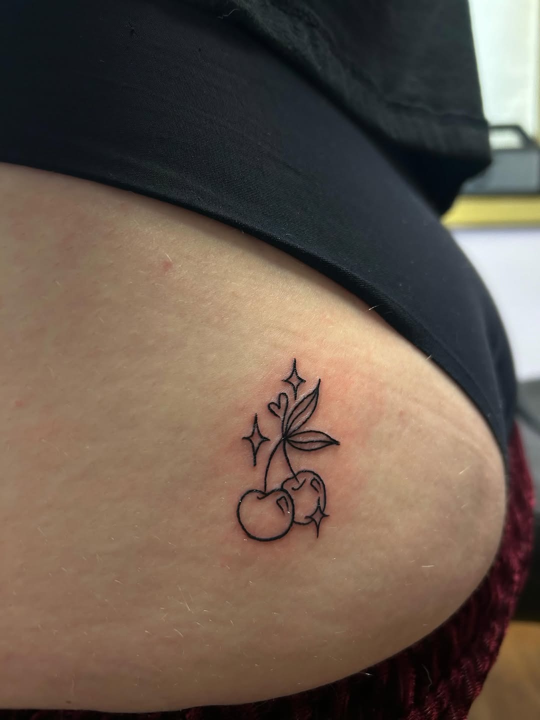 Delicate Minimalist Cherry Tattoo