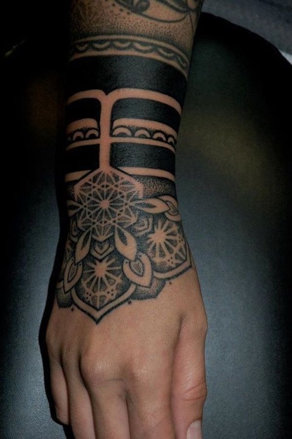 Intricate Geometric Arm Band Tattoo