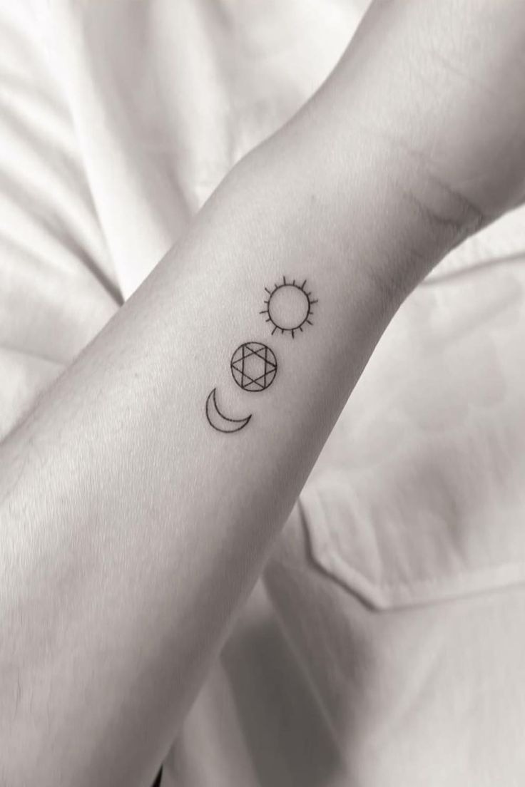 Geometric Sun and Moon Minimalist Tattoo