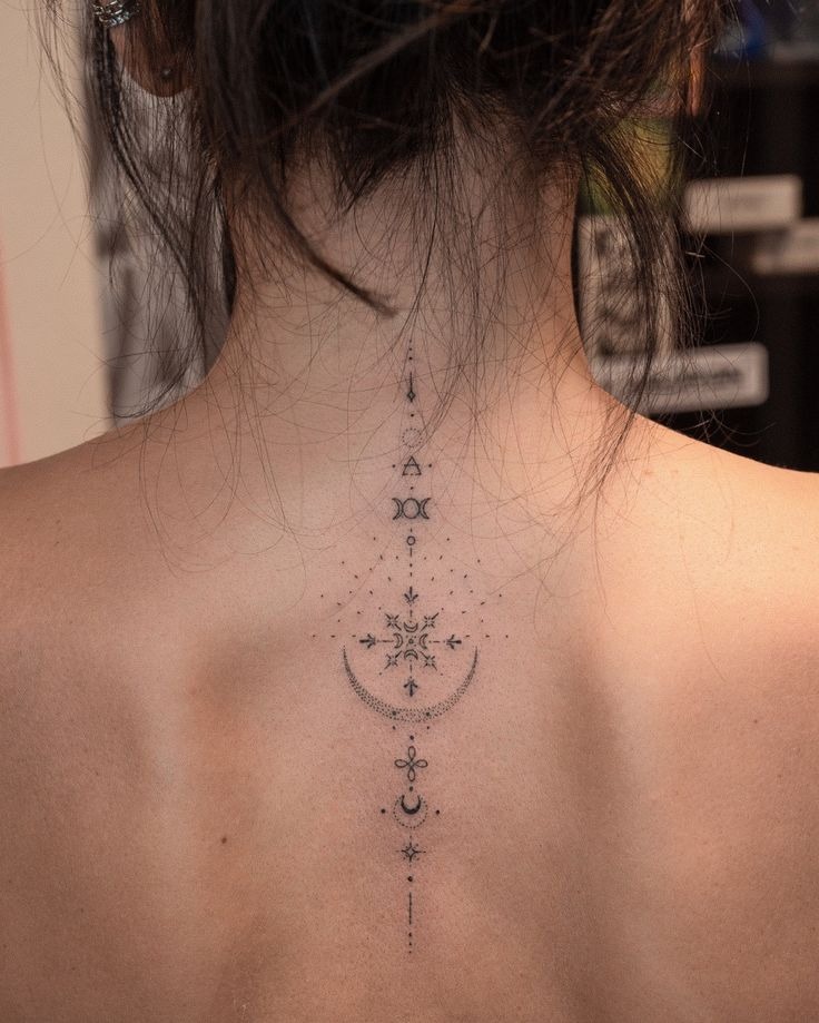 Whimsical Spine Fine-Line Art
