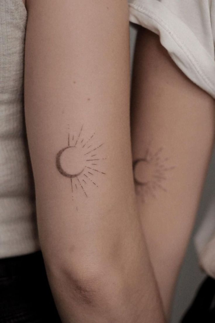 Matching Sun and Moon Couple Tattoos